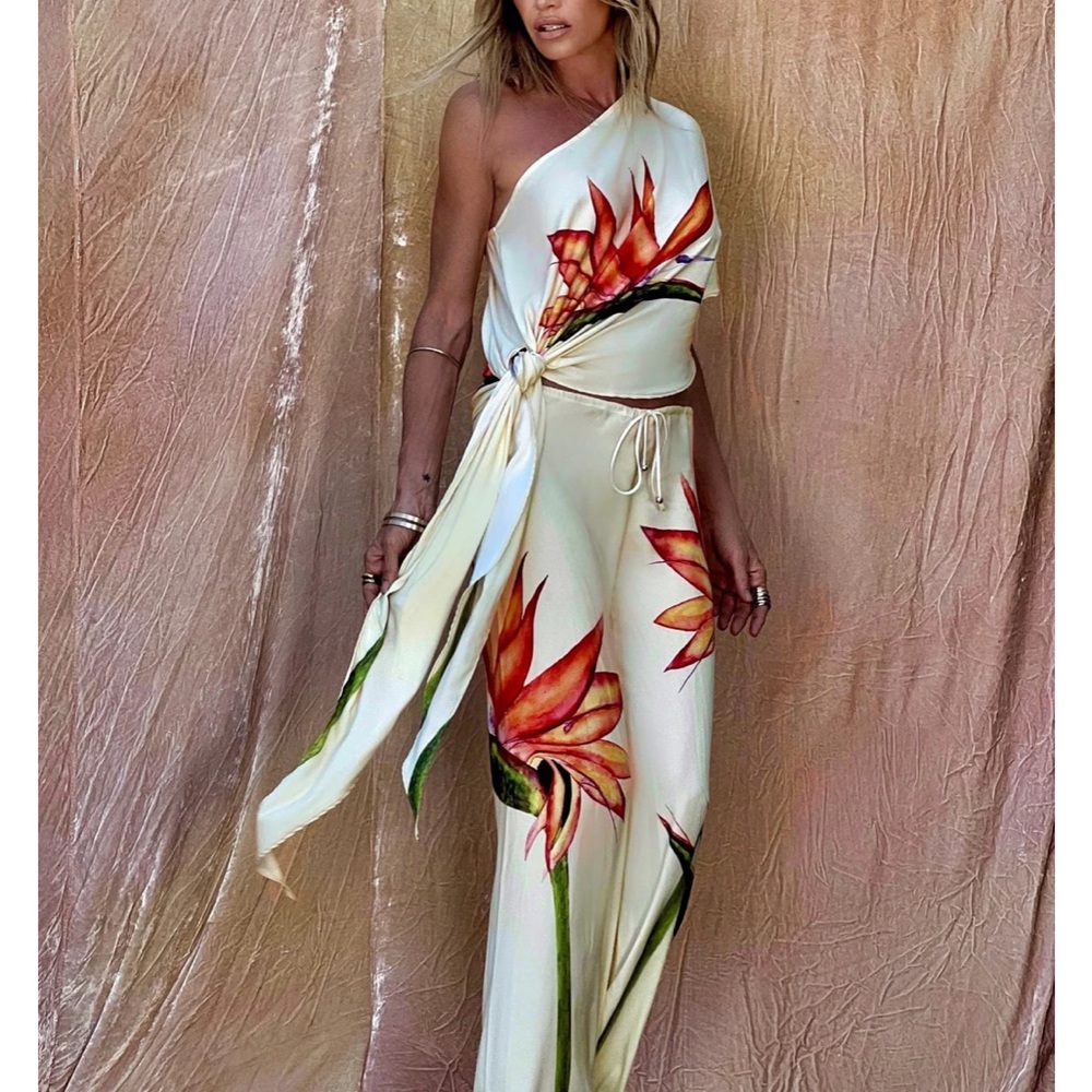 Floral One-Shoulder Women Top